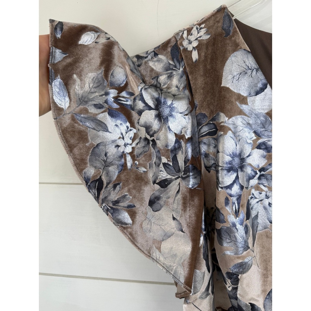 NEW Adrianna Papell FOIL Velvet Floral Maxi Dress GOWN Women 16W Taupe Burnout - Picture 8 of 13
